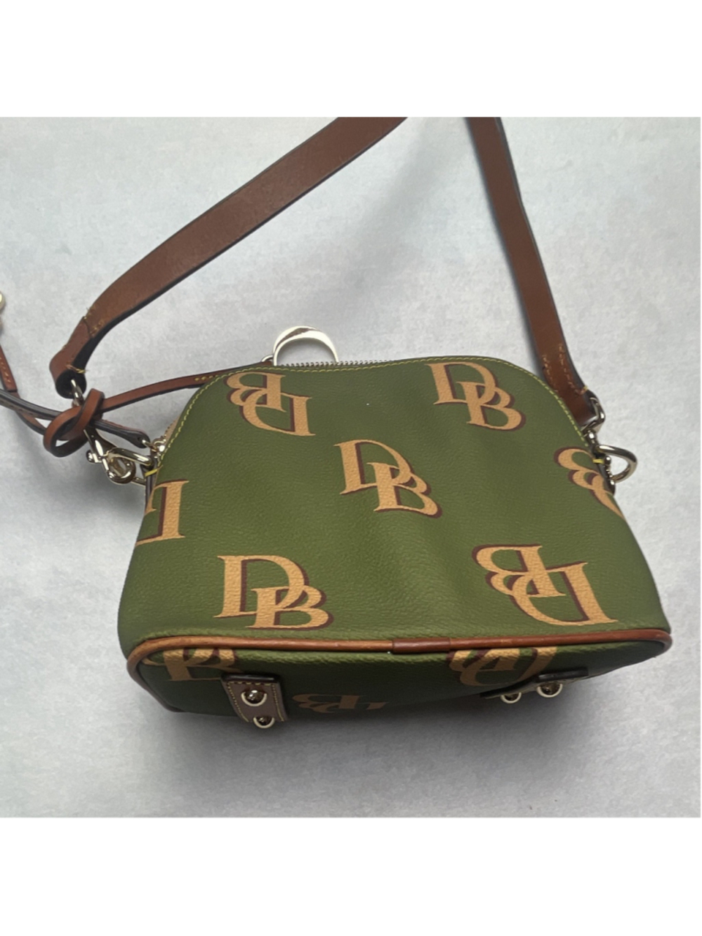 Dooney & Bourke Green DB Logo Crossbody Bag Zip, Detachable Strap, Small - Picture 3 of 7